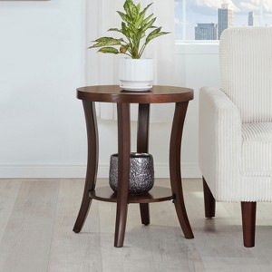 HomeStock Belmont Round End Table with Shelf Curved Legs and Spacious Two-Tier Storage Veneer Finish Accent Table for Living Room - 1 of 4