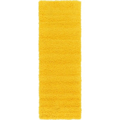Tuscan Sun Yellow Luxurious Shag Runner Rug 2' x 6' 5"