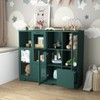 Lirago Green MDF Display Cabinet with Glass Doors & Drawer Multi-Functional Organizer for Bedroom/Living Room 25.6"D * 11.8"W * 39.4"H - 3 of 4