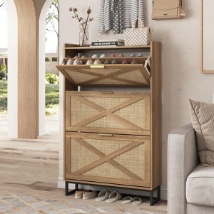 Shoe Storage Cabinet with 3 Flip Drawers - 1 of 4