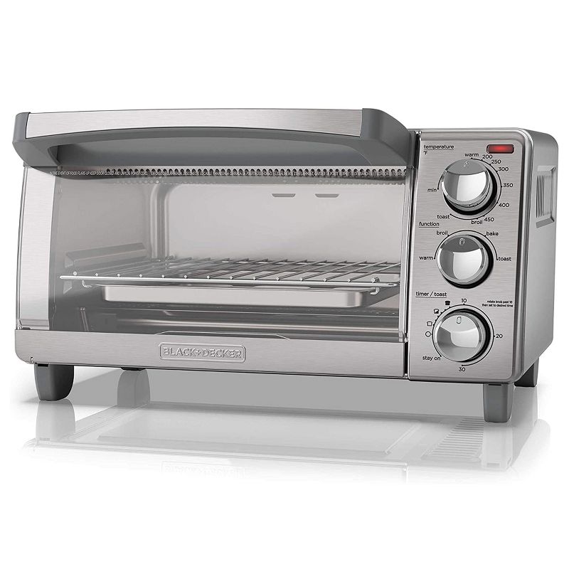 Black and Decker Natural Convection 4 Slice Toaster Oven in Stainless Steel, 1 of 8