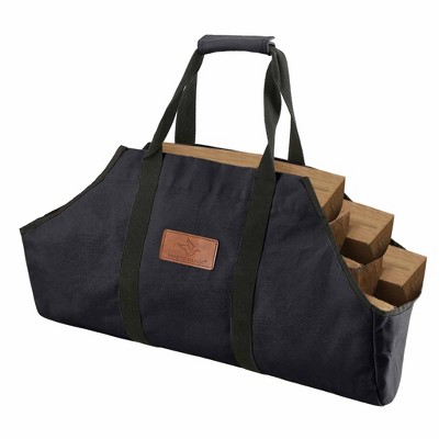WHITE DUCK Tote Shape Canvas Firewood Log Carrier Waxed Heavy-Duty Collapsible Tote with Handles for Wood, Gear, or Tools