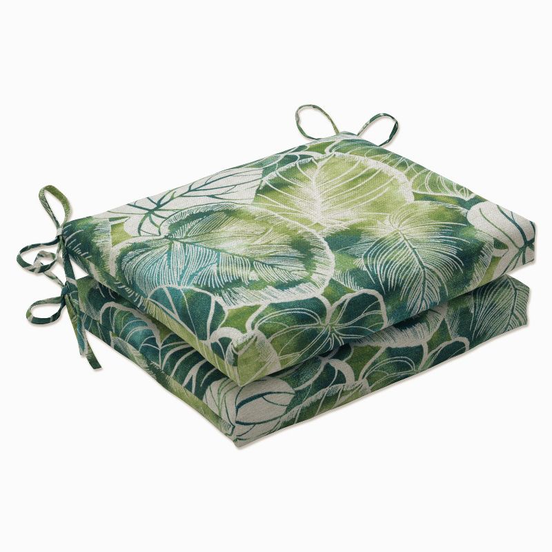 Key Cove Floral 2pc Outdoor Seat Cushion Set Green - Pillow Perfect, 1 of 8