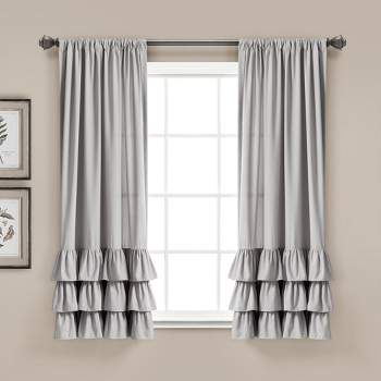 Home Boutique Allison Ruffle Window Curtain Panels Light Gray 40X63 Set