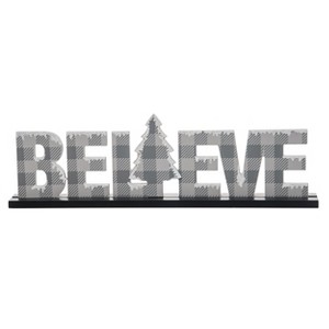 Transpac Wood 19 in. Multicolored Christmas Rustic Handcrafted Believe Decor - 1 of 2