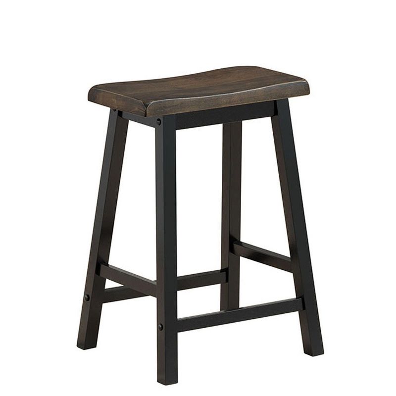 Tangkula Set of 2 Bar Stools 24"H Saddle Seat Pub Chair Home Kitchen Dining Room Gray, 3 of 7