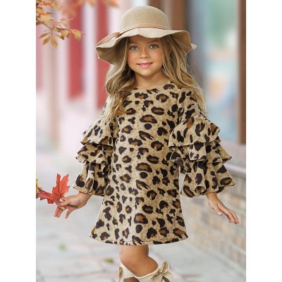 Spots In Style Animal Print Bell Sleeve Dress Mia Belle Girls