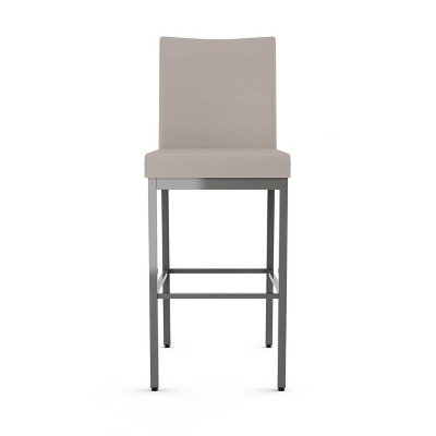 Perry Elegance 44.5'' Cream Faux Leather Barstool with Metallic Grey Frame