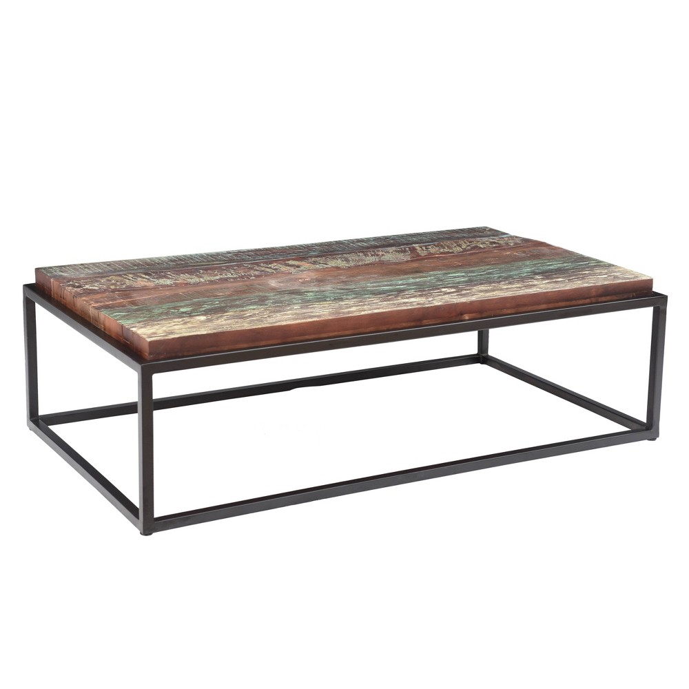 Photos - Coffee Table Asam Solid Reclaimed Wood Top  Brown - Timbergirl