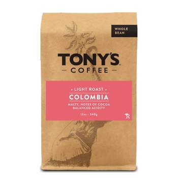 Tony's Coffee Colombia Supremo Medium Roast Whole Bean Coffee - 12oz