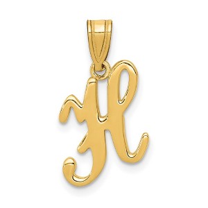 Black Bow Jewelry 14k Yellow Gold, Mimi Collection, Small Script Initial H Pendant - 1 of 4