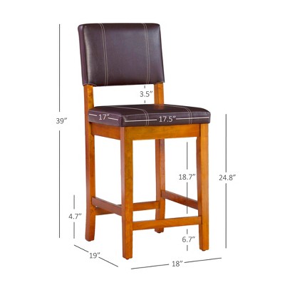 Milano 24" Medium Walnut and Dark Brown Faux Leather Counter Stool