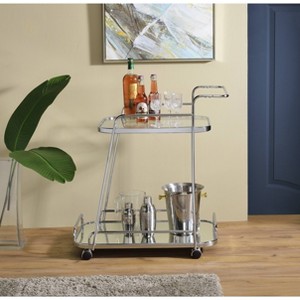 30" Aegis Clear Glass Serving Cart Chrome Finish - Acme Furniture: Beverage & Espresso Cart with Wheels - 1 of 3