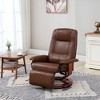 HOMCOM Faux Leather Manual Recliner, Adjustable Swivel Lounge Chair with Footrest, Armrest and Wrapped Wood Base for Living Room, Brown - 3 of 4