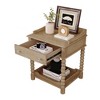 Lyngins Retro Style Nightstand with Drawer & Open Shelf for Bedroom, Storage End Table for Living Room, Side Table with Turned Legs & Metal Handle - 4 of 4