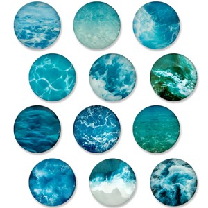 Wrapables Crystal Glass Magnets, Refrigerator Magnets for Office Whiteboards, Cabinets, Lockers (Set of 12), Ocean - 1 of 4