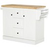 HOMCOM Farmhouse Mobile Kitchen Island Utility Cart on Wheels with Barn Door Style Cabinets, Drawers - 4 of 4