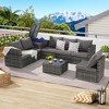 6-Piece Premium Patio Sectional: Wicker Sofa + Corner Table & Glass Top – Commercial Durability - 2 of 4