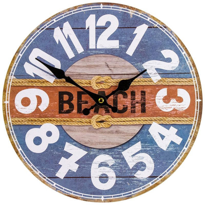 Northlight 12" Battery Operated "Beach" Round Wall Clock, 1 of 5