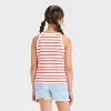 Girls' American Flag Striped Graphic Tank Top - art class™ Red/Off-White - 3 of 4