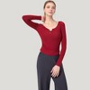 Anna-Kaci Active Women's Long Sleeve Henley Activewear Top with Scoop Neckline and Streamlined Fitted Silhouette - 2 of 4