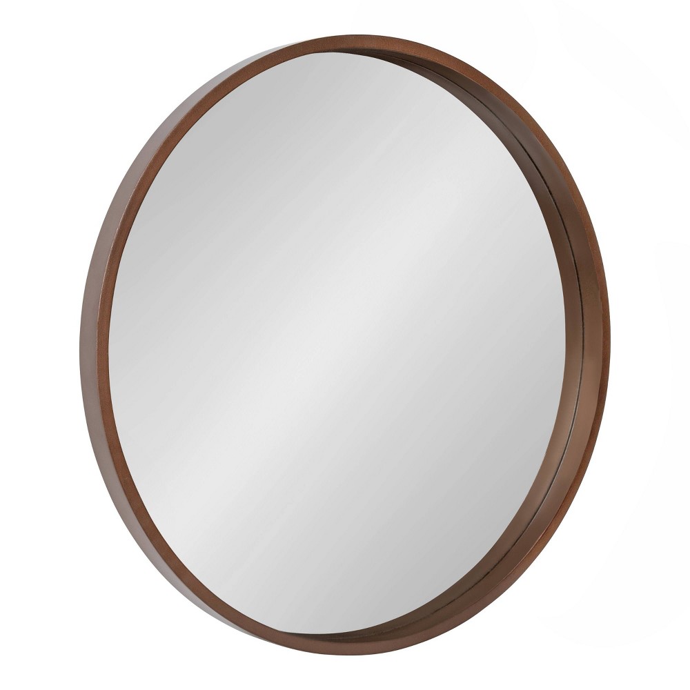 Photos - Wall Mirror 26" x 26" Travis Round Wood Accent Decorative  Bronze - Kate &