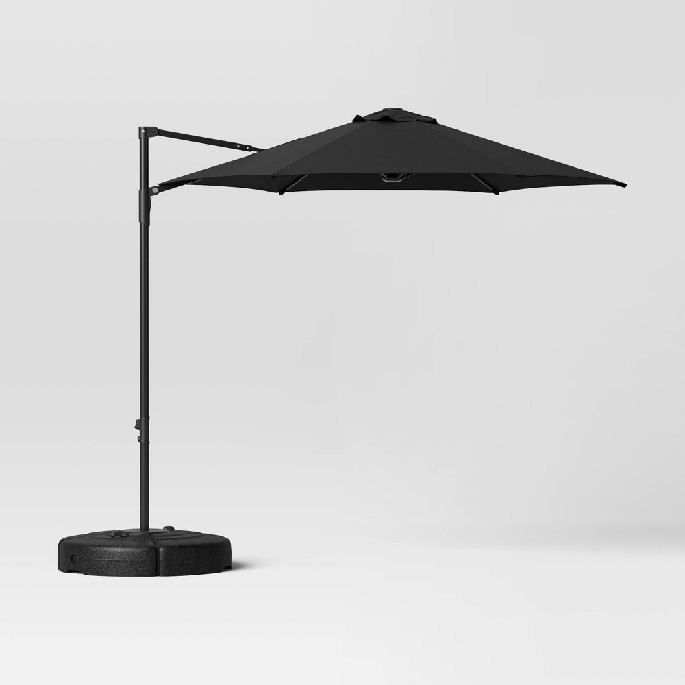 Photos - Parasol 7.5' Round Offset Outdoor Patio Cantilever Umbrella Black - Room Essential