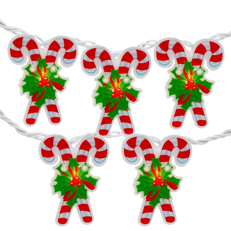 Northlight 10-Count Candy Cane Christmas Light Set - 6ft White Wire, 1 of 7