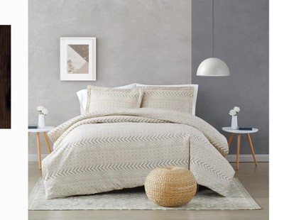 Ivory Cotton Twin Reversible Geometric Duvet Set