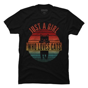 Men's Design By Humans JUST A GIRL WHO LOVES CATS By punsalan T-Shirt - 1 of 2