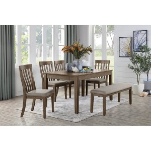 6-Piece Dining Set with Rectangular Table, 4 Chairs and Bench - 1 of 4