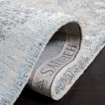 Blue and Ivory Square Hand-Tufted Wool Area Rug