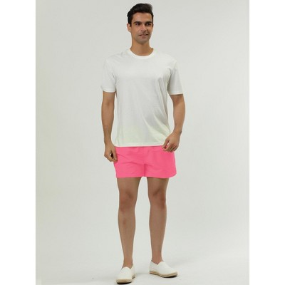 Lars Amadeus Men's Summer Solid Color Adjustable Waist Regular Swimming Trunks 2 Packs Pink/Pink 30 — фото 3