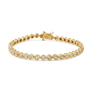 Silver 1.0 Cttw Miracle Plate Set Diamond Bezel Link Design Tennis Bracelet - 1 of 4