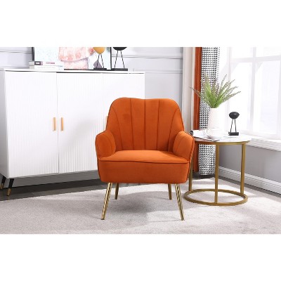 Akoasm Modern Upholstered velvet Soft Accent Sofa & chair For Living Room, Office & Bedroom-Orange