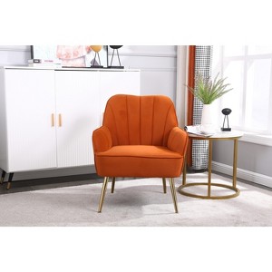 Akoasm Modern Upholstered velvet Soft Accent Sofa & chair For Living Room, Office & Bedroom-Orange - 1 of 4
