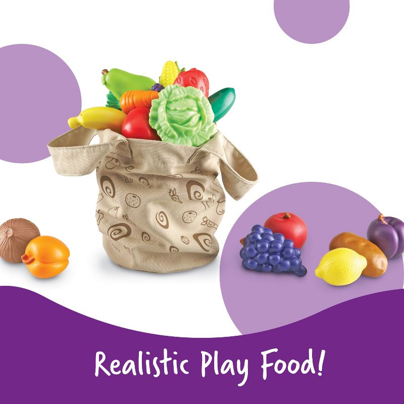Learning Resources Fresh Picked Fruit And Veggie Tote, Pretend Food, Ages 18 mos+, 2 of 6