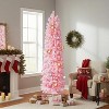 VINGLI 7.5ft Pink Flocked Pencil Christmas Tree, 641 Tips, Metal Stand, Slim for Home Office Party - 3 of 4