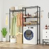 Karl Home Black Iron Open Wardrobe with Double Rows Rails & Mesh Baskets 57.1x13.8x76.8 Inches - 4 of 4