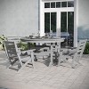 Emma and Oliver 5 PC Adirondack Dining Set with 48" Round Indoor/Outdoor Recycled HDPE Table and 4 Chairs with Cupholders - 2 of 4