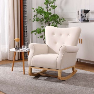 CAVINAS Velvet Glider Rocking Chair,Modern Upholstered Rocking Chairs,Nursery Accent Chair for Bedroom,Bedroom - 1 of 4