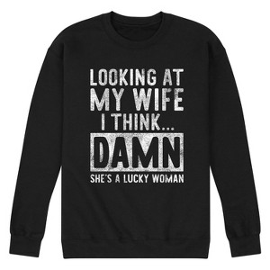 Men's - Instant Message - Looking At My Wife Graphic Fleece Sweatshirt - 1 of 4