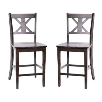 Flash Furniture Gwendolyn Set of 2 Commercial Grade Solid Wood Modern Farmhouse Counter Height Barstool