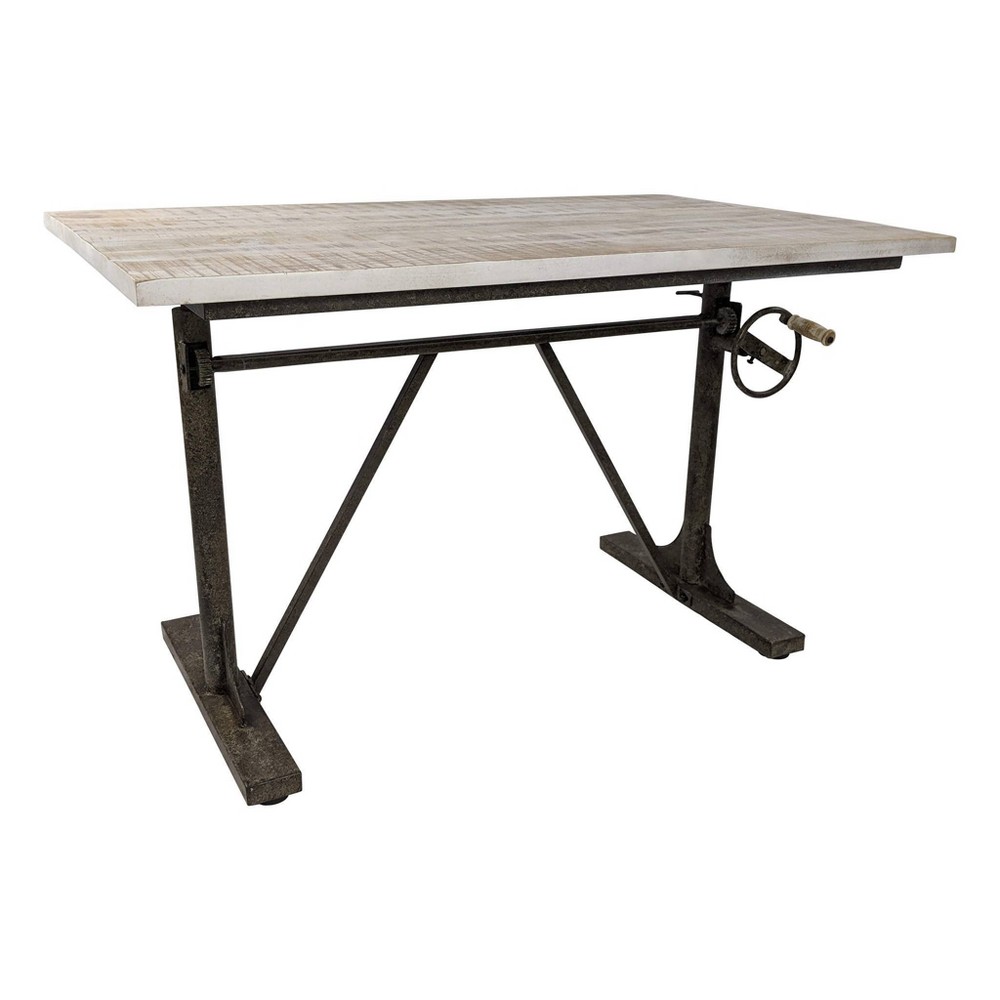 Photos - Office Desk Brio Sit Or Stand Adjustable Desk Natural Driftwood/Aged Iron - Carolina C