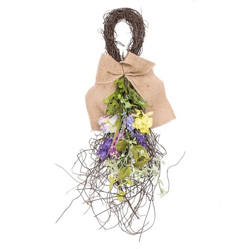 Mixed Lavender Faux Flower & Foliage Teardrop