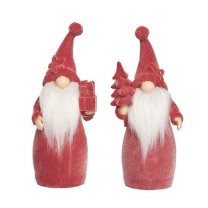 Transpac Resin Flocked Bearded Gnome Santa Figurine Set of 2 Christmas Home Decorations - 1 of 1