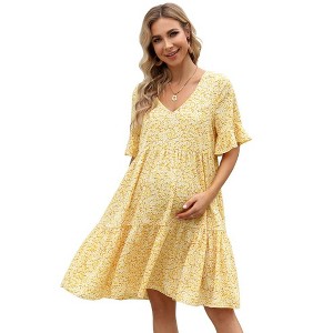 Maternity Dress Womens Spaghetti Strap Floral Maxi Dress - 1 of 1