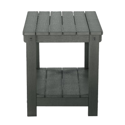 15.75‘’ Weather Resistant Outdoor Indoor Plastic Wood End Table, Patio Rectangular Side table, Small table Grey