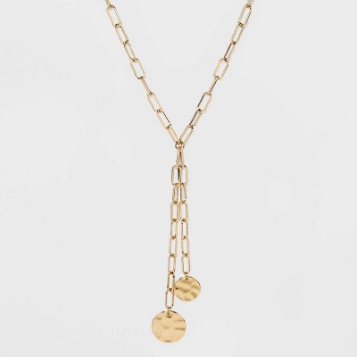 Linked Chain and Discs Long Necklace - A New Day™ Gold