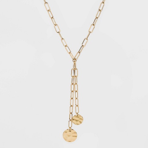 Linked Chain and Discs Long Necklace - A New Day™ Gold - image 1 of 3